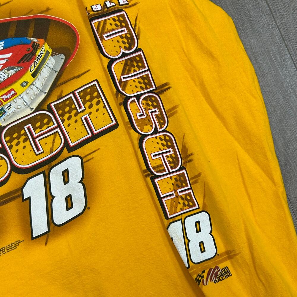 2009 Kyle Busch M&M Racing NASCAR Yellow Long Sleeve size Medium M B3 - Picture 3 of 6